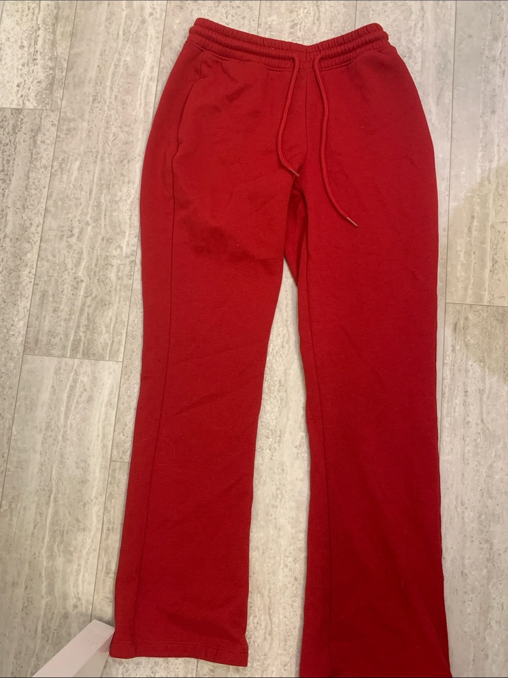Women’s Red Fleece Sweatpants - Cozy Drawstring Lounge Bottoms